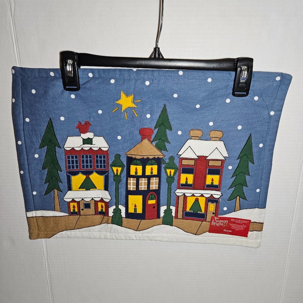 Make the season bright 4 fabric placemats table runner winter christmas READ